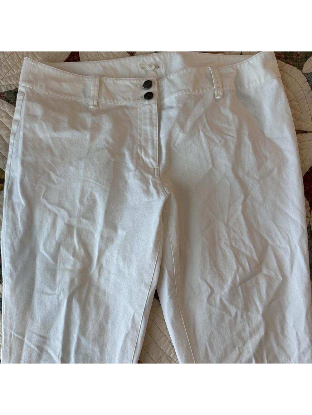 Eileen Fisher white organic cotton slim pants size 12 minimal simple basic - Picture 3 of 7